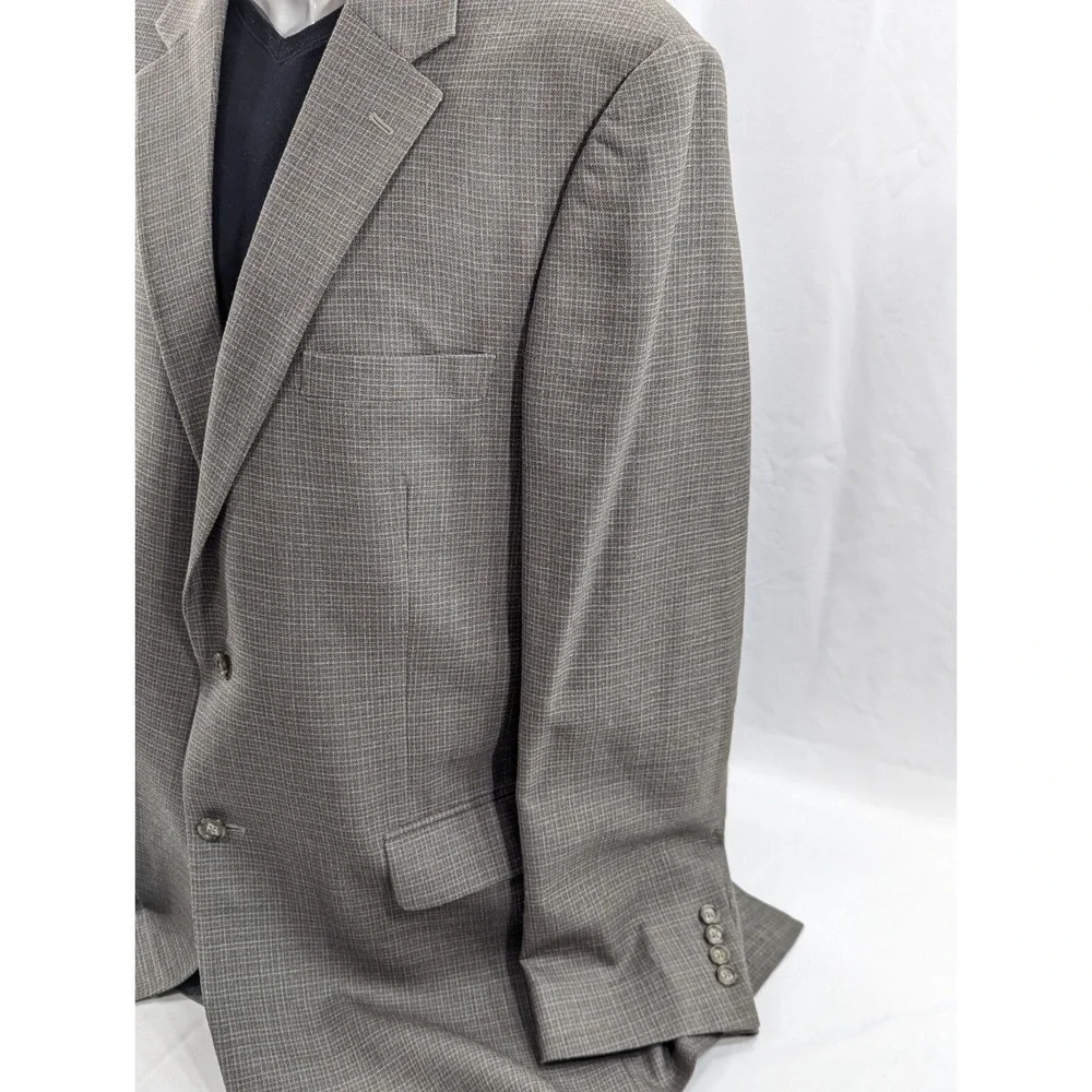 Jos. A Bank Blazer‎ Coat Sport Jacket Silk Wool Nailhead Plaid 46L 50